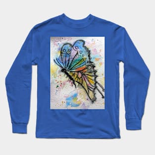 Rainbow Butterfly Watercolor Painting Long Sleeve T-Shirt